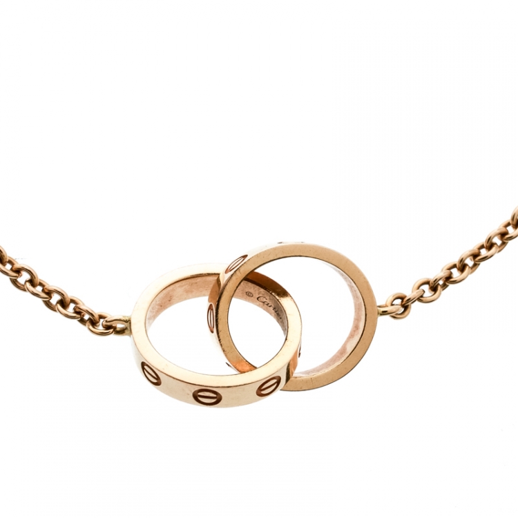 Pre Owned Cartier Love 2 Hoops 18k Rose Gold Bracelet 