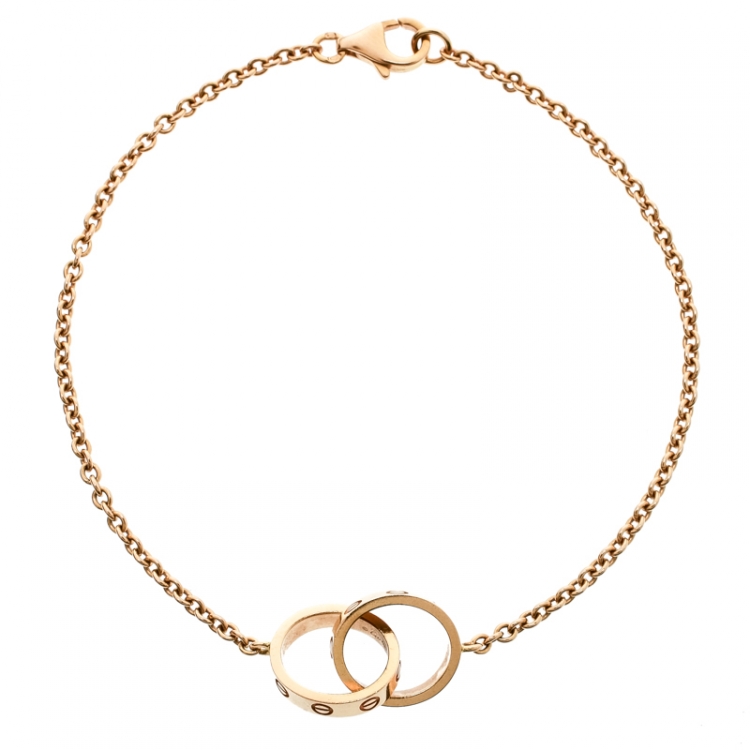 Pre Owned Cartier Love 2 Hoops 18k Rose Gold Bracelet 