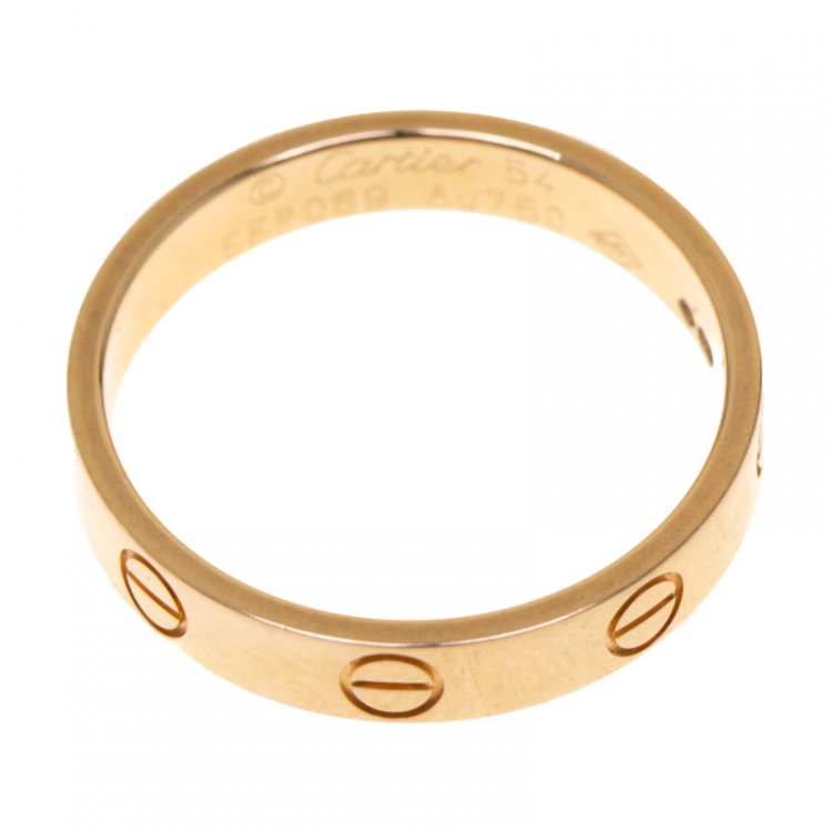Pre Owned Cartier Love 18k Rose Gold Mini Band Ring Size 54