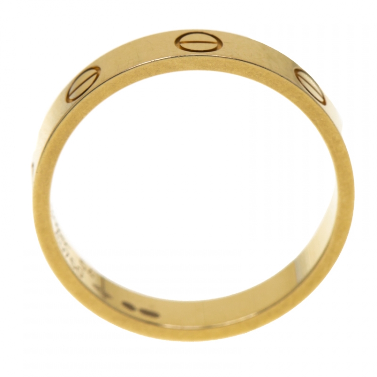 Pre Owned Cartier Love 18k Yellow Gold Mini Band Ring Size 54