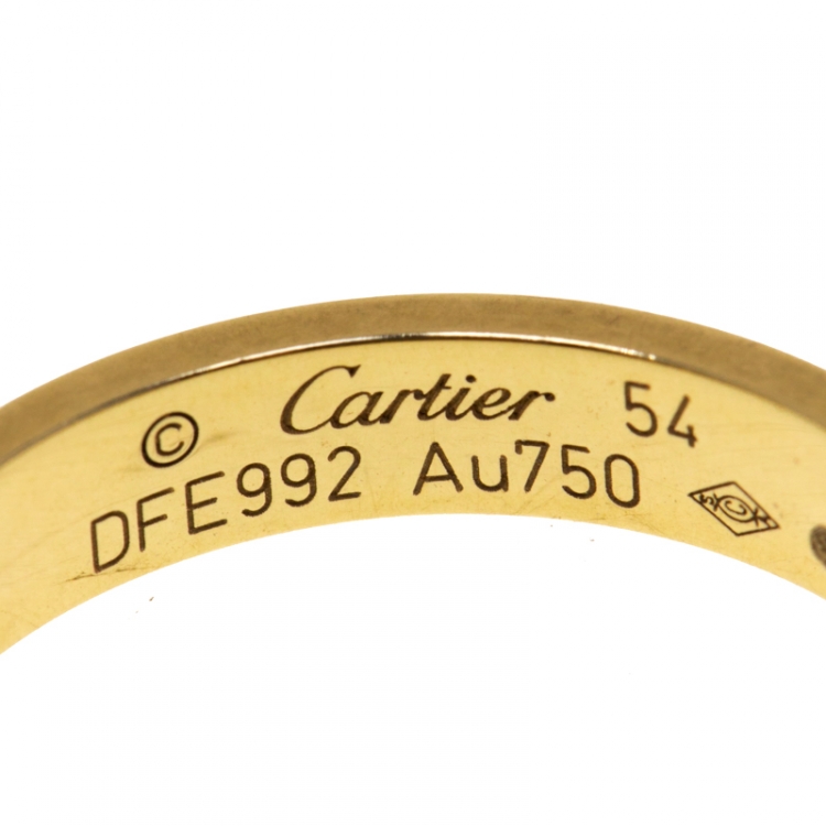 Pre Owned Cartier Love 18k Yellow Gold Mini Band Ring Size 54
