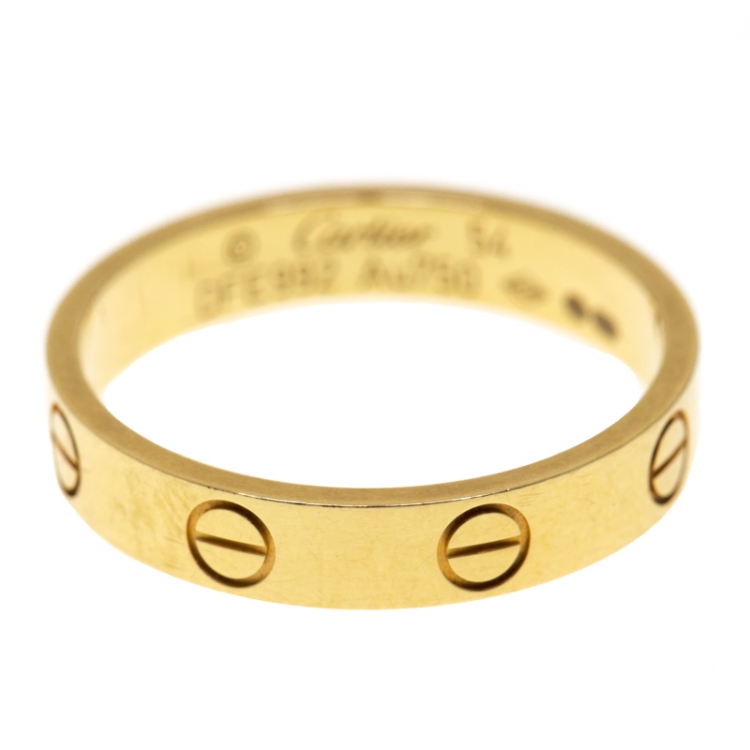Pre Owned Cartier Love 18k Yellow Gold Mini Band Ring Size 54