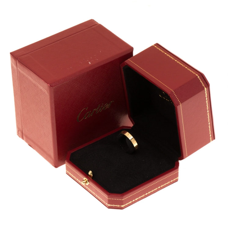 Pre Owned Cartier Love 18k Yellow Gold Mini Band Ring Size 54
