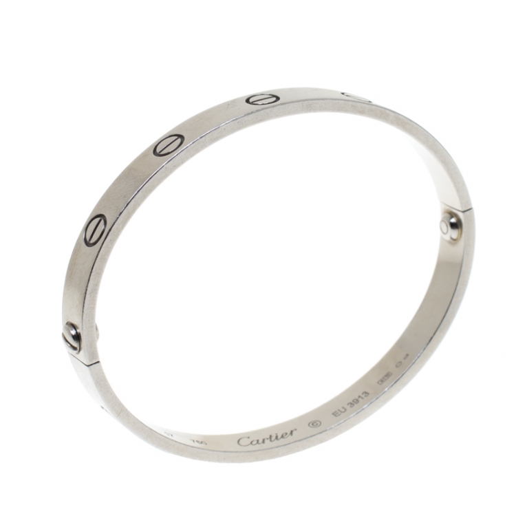 Pre Owned Cartier Love 18k White Gold Bracelet 17