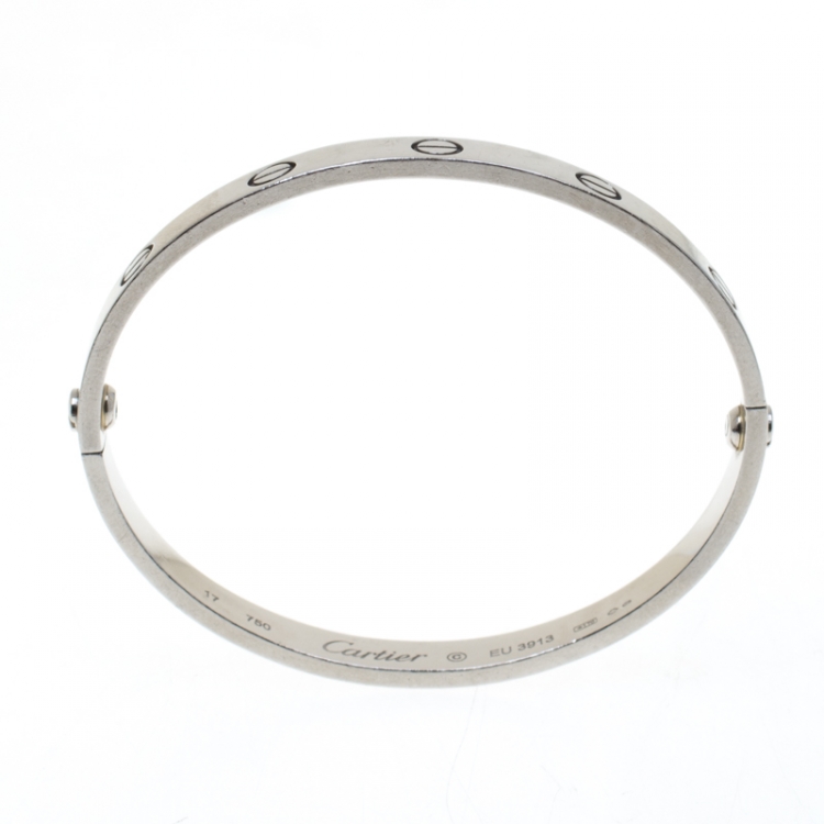 Pre Owned Cartier Love 18k White Gold Bracelet 17