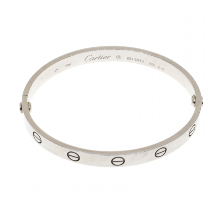 Pre Owned Cartier Love 18k White Gold Bracelet 17