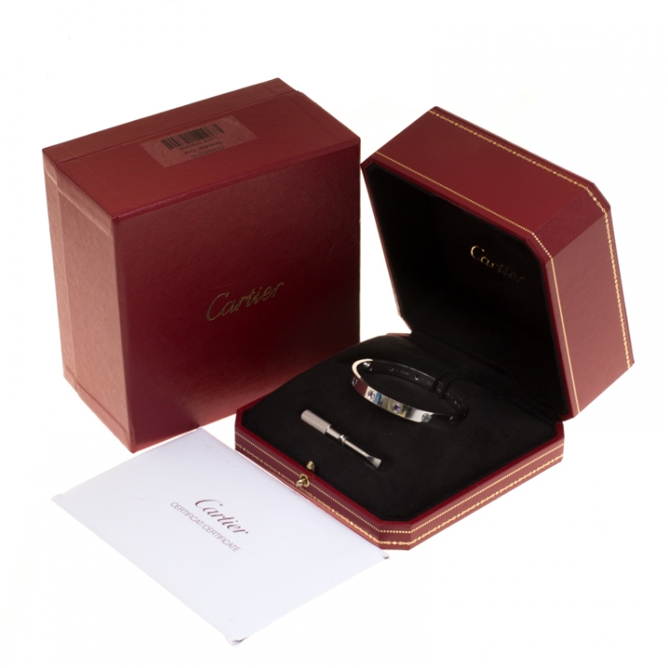Pre Owned Cartier Love Coloured Stones White Gold Bracelet 17 cm