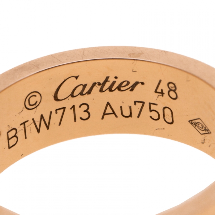 Pre Owned Cartier Love 18k Rose Gold Band Ring Size 47