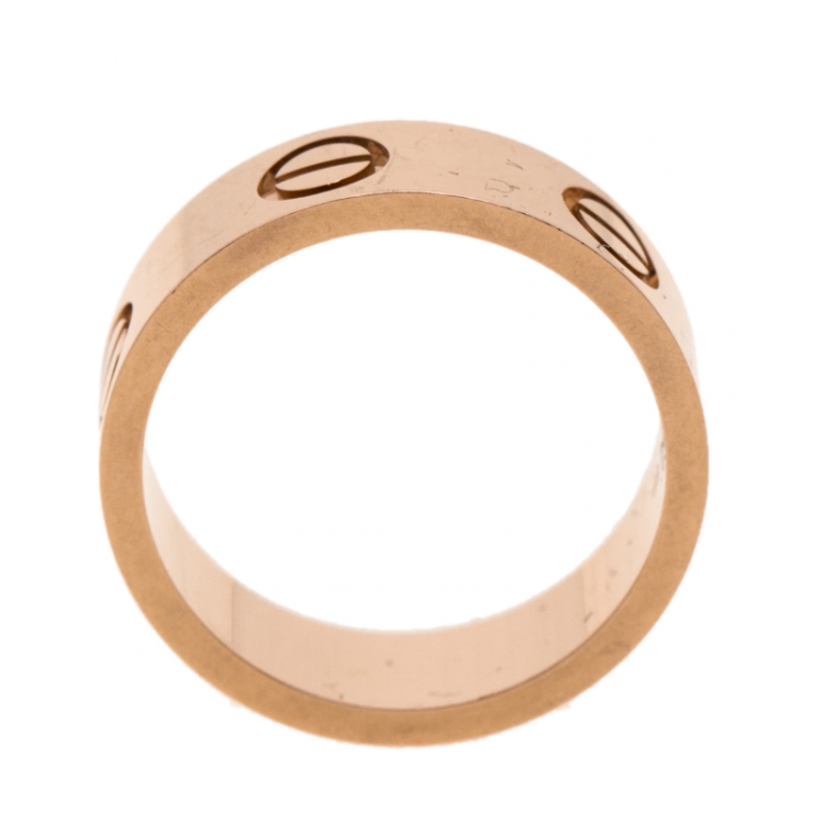 Pre Owned Cartier Love 18k Rose Gold Band Ring Size 47