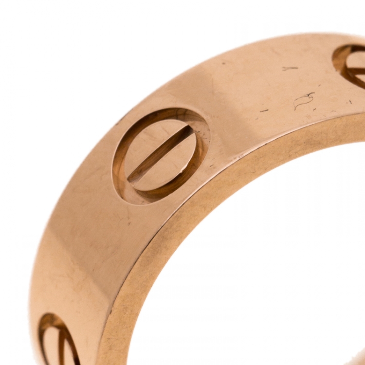 Pre Owned Cartier Love 18k Rose Gold Band Ring Size 47