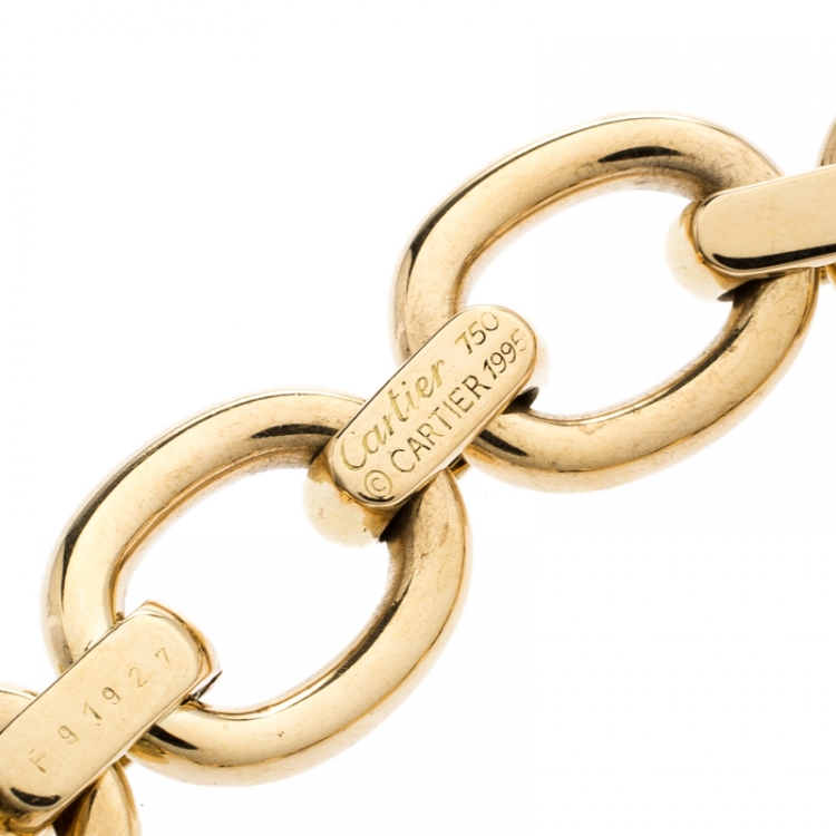 Pre Owned Cartier 18k Yellow Gold Oval Link Chunky Bracelet