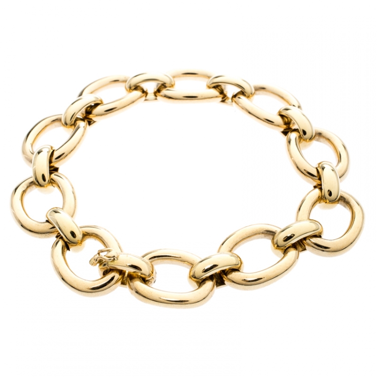 Pre Owned Cartier 18k Yellow Gold Oval Link Chunky Bracelet