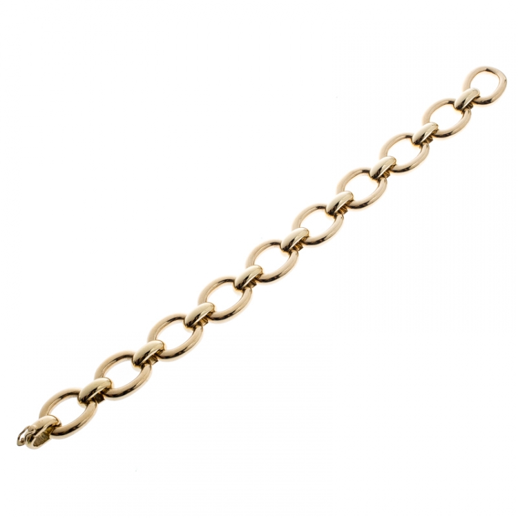 Pre Owned Cartier 18k Yellow Gold Oval Link Chunky Bracelet