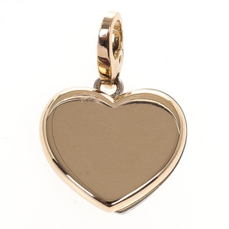 Pre Owned Cartier Double Heart Pink and White Gold Charm