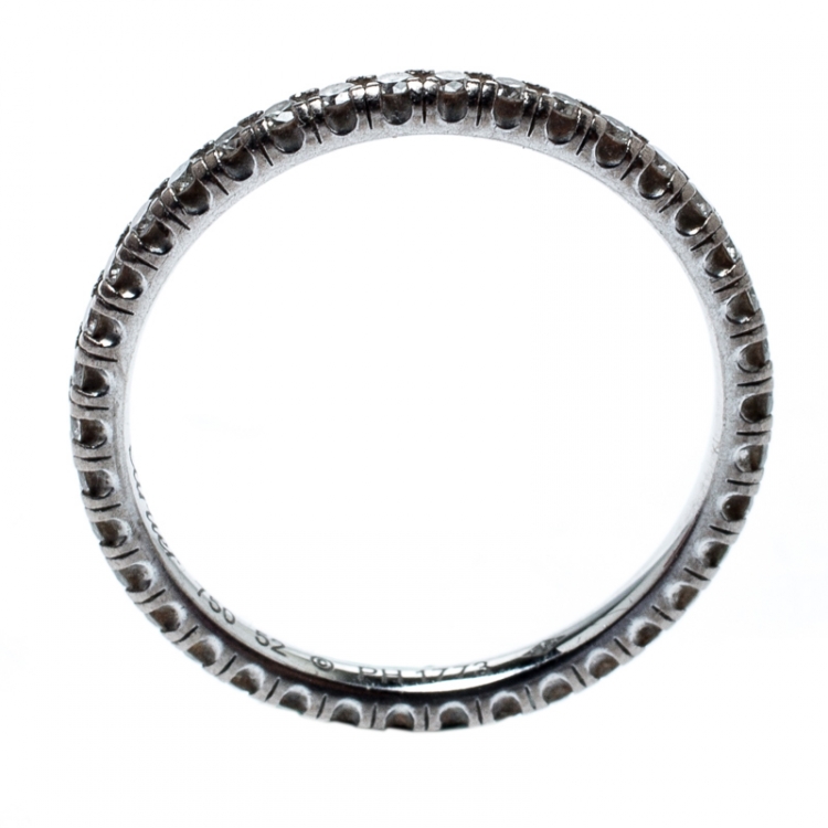 Pre Owned Cartier Etincelle De Cartier Diamond 18k White Gold Wedding Band Ring Size 52