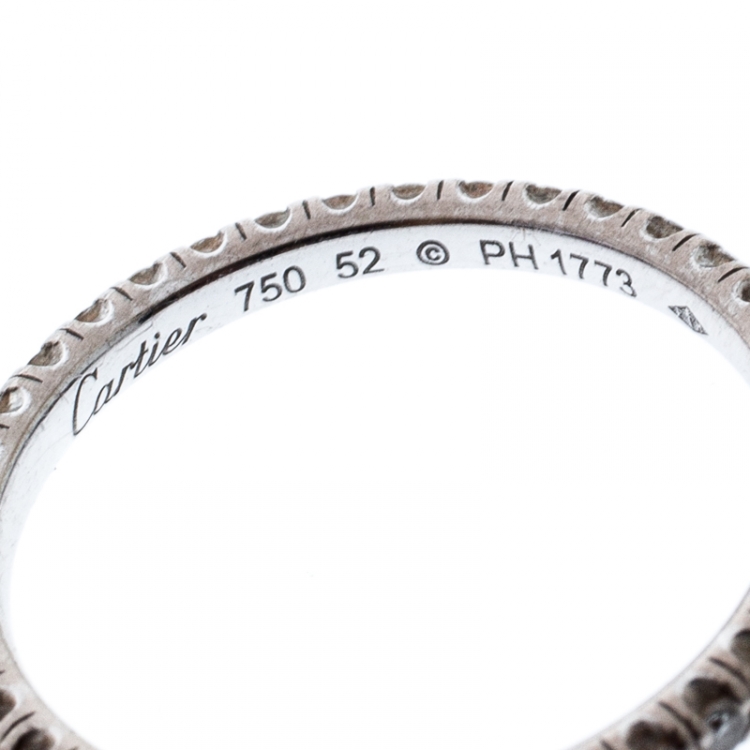 Pre Owned Cartier Etincelle De Cartier Diamond 18k White Gold Wedding Band Ring Size 52