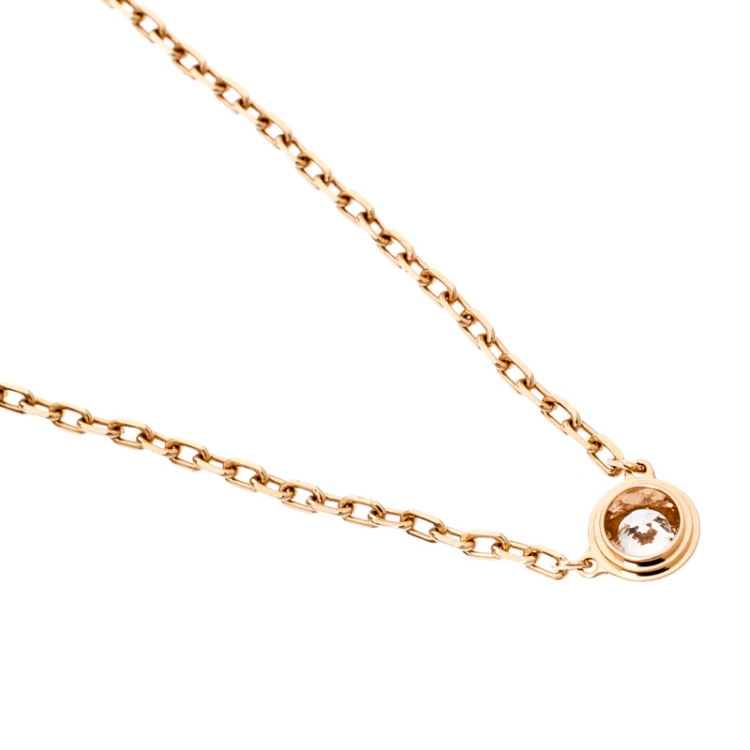 Pre Owned Cartier Diamants Légers Diamond 18k Rose Gold Pendant Necklace SM