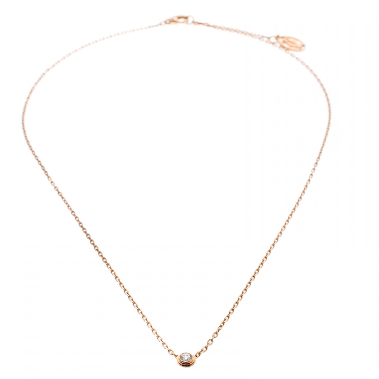 Pre Owned Cartier Diamants Légers Diamond 18k Rose Gold Pendant Necklace SM