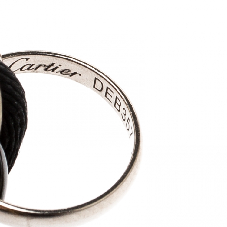Pre Owned Cartier Trinity De Cartier Black Ceramic & 18k White Gold Adjustable Cord Bracelet