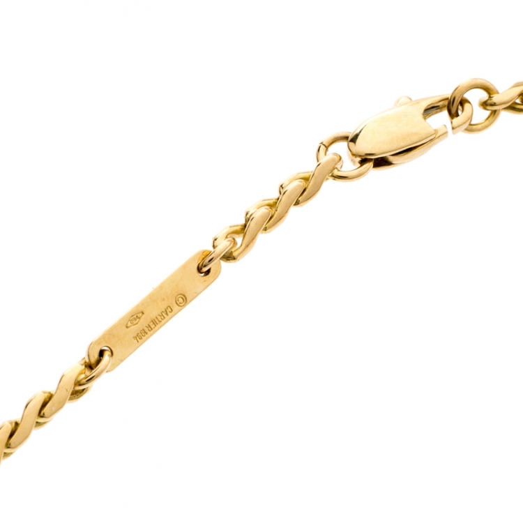 Pre Owned Cartier 1/4 Oz Bar Ingot 18k Yellow Gold Charm Chain Bracelet