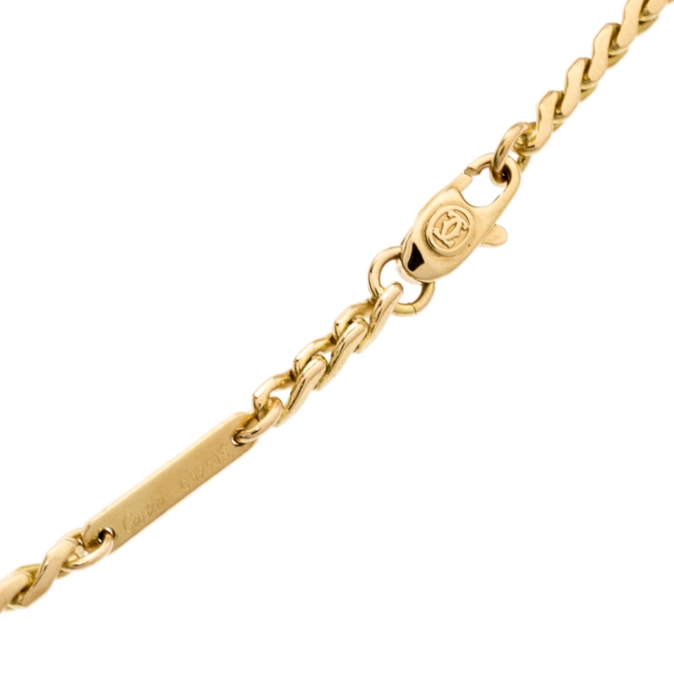 Pre Owned Cartier 1/4 Oz Bar Ingot 18k Yellow Gold Charm Chain Bracelet