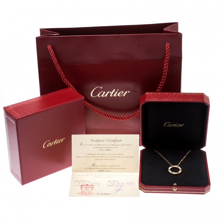 مملوكة مسبقًا Cartier Love Pavé Diamond 18k Yellow Gold Pendant Necklace
