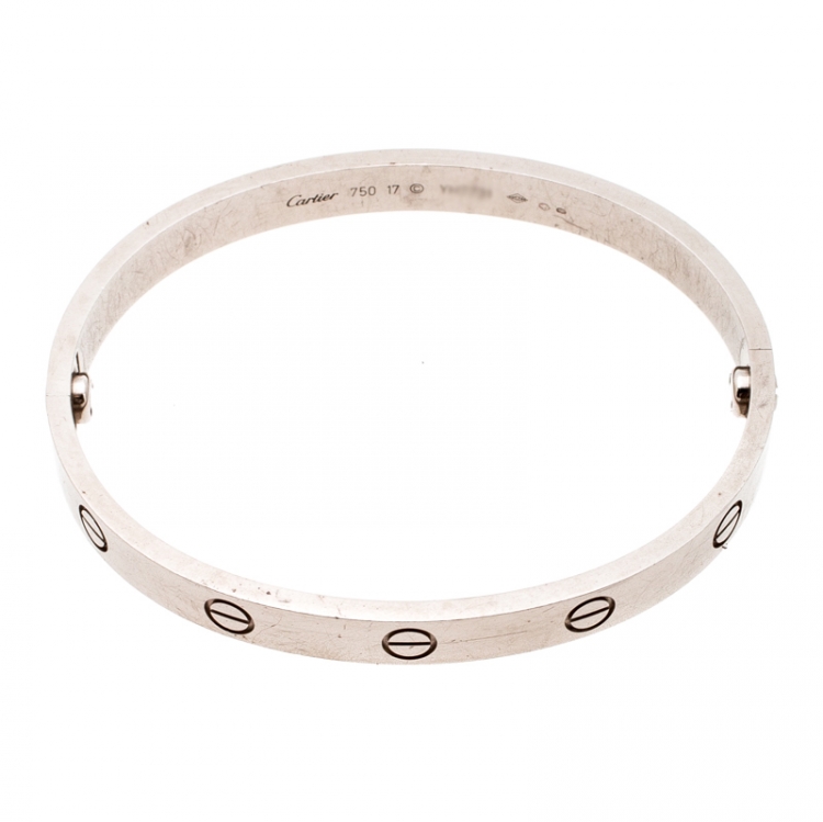 Pre Owned Cartier Love 18k White Gold Bracelet 17