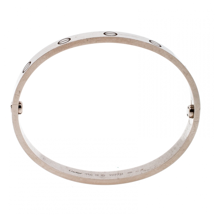 Pre Owned Cartier Love 18k White Gold Bracelet 17