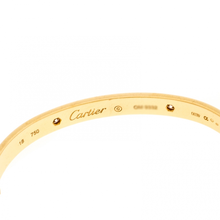 Pre Owned Cartier Love 4 Diamond 18k Yellow Gold Bracelet 18