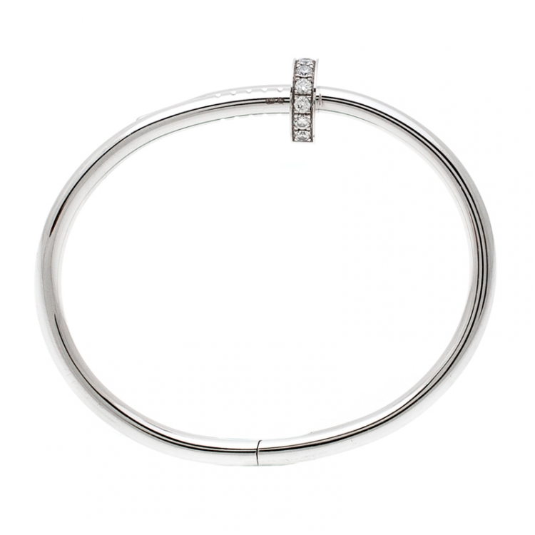 Pre Owned Cartier Juste Un Clou Diamond 18k White Gold Bracelet 15