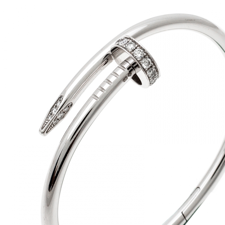 Pre Owned Cartier Juste Un Clou Diamond 18k White Gold Bracelet 15