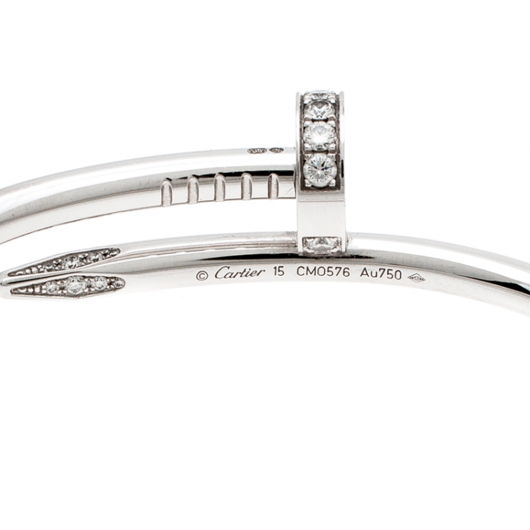 Pre Owned Cartier Juste Un Clou Diamond 18k White Gold Bracelet 15