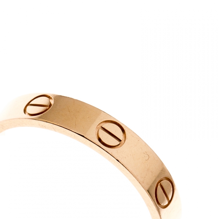 Pre Owned Cartier Love 18k Rose Gold Mini Band Ring Size 55