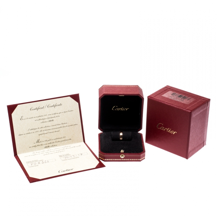 Pre Owned Cartier Love 18k Rose Gold Mini Band Ring Size 55