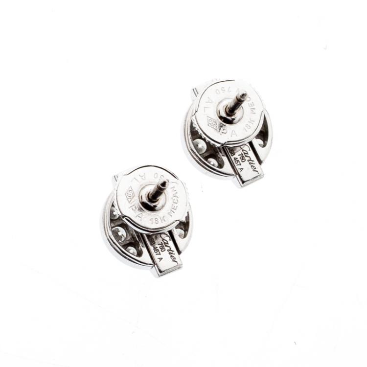 Pre Owned Cartier Himalia Diamond 18k White Gold Stud Earrings