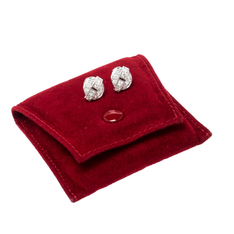 Pre Owned Cartier Himalia Diamond 18k White Gold Stud Earrings