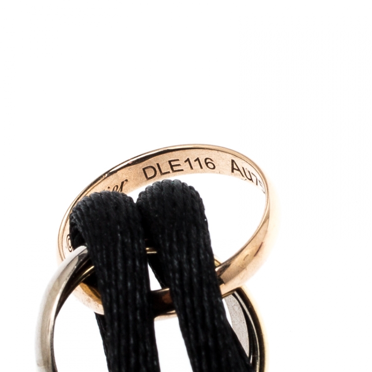 Pre Owned Cartier Trinity De Cartier Three Tone 18k Gold Black Adjustable Cord Bracelet