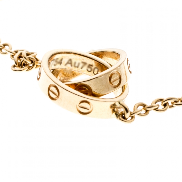 Pre Owned Cartier Love 2 Hoops 18k Yellow Gold Bracelet 