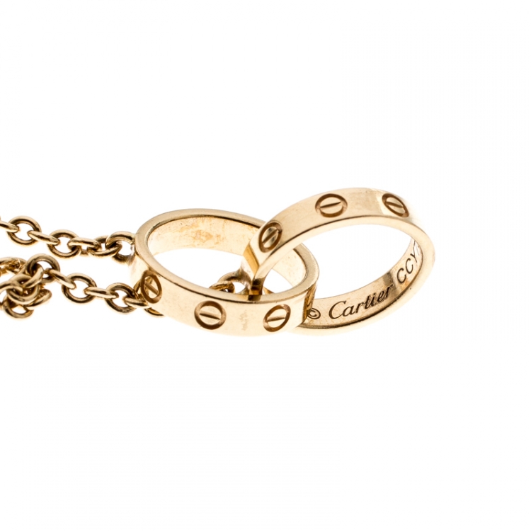 Pre Owned Cartier Love 2 Hoops 18k Yellow Gold Bracelet 