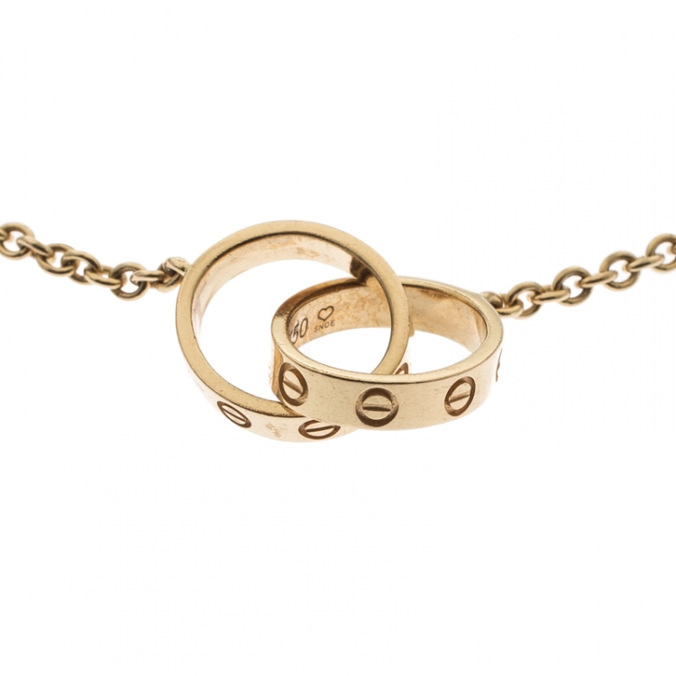 Pre Owned Cartier Love 2 Hoops 18k Yellow Gold Bracelet 