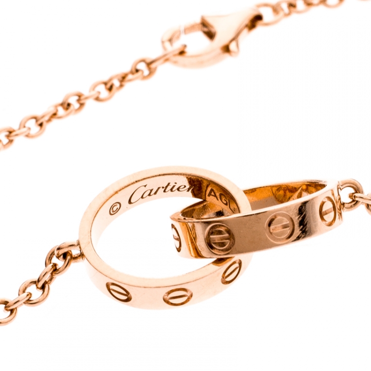 Pre Owned Cartier Love 2 Hoops 18k Rose Gold Bracelet 