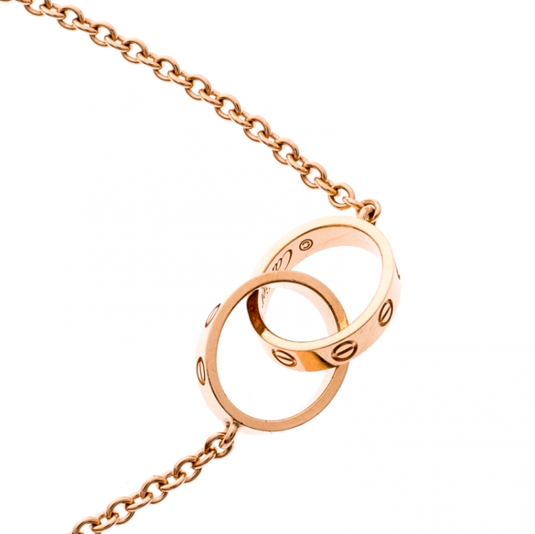 Pre Owned Cartier Love 2 Hoops 18k Rose Gold Bracelet 