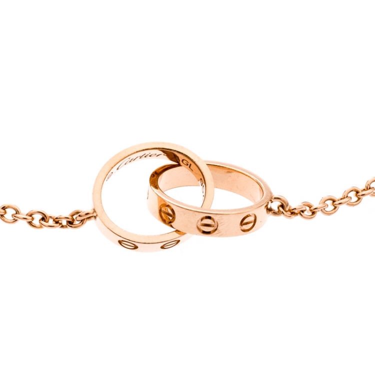 Pre Owned Cartier Love 2 Hoops 18k Rose Gold Bracelet 