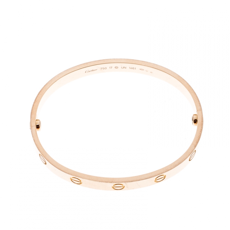 Pre Owned Cartier Love 18k Rose Gold Bracelet 17