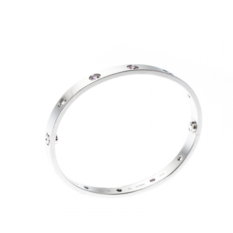 Pre Owned Cartier Love Multicolored Gemstones 18k White Gold Bracelet 18