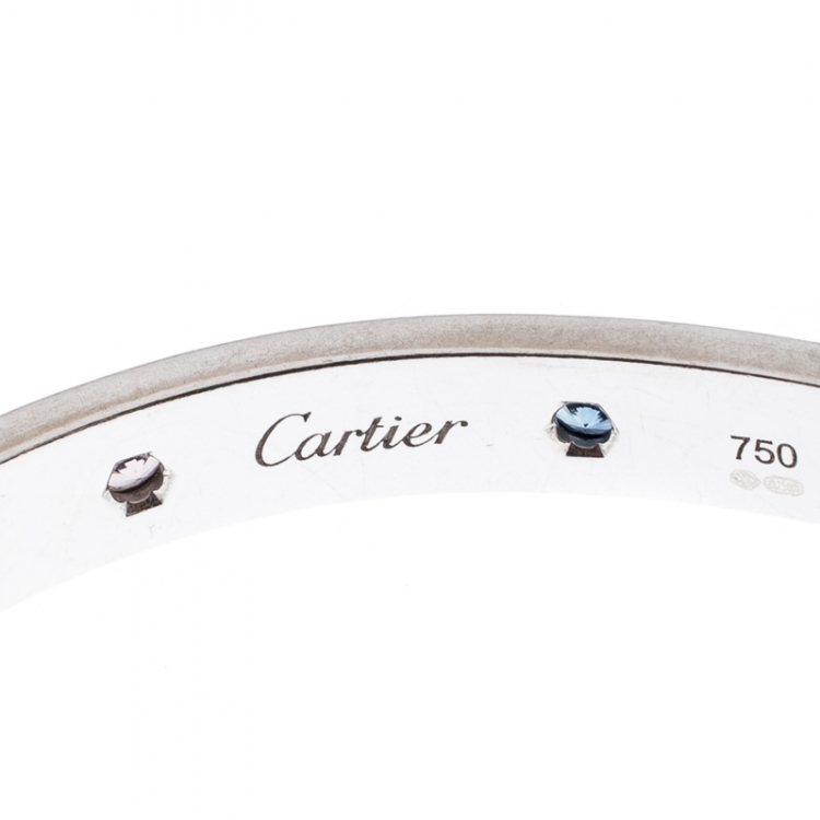 Pre Owned Cartier Love Multicolored Gemstones 18k White Gold Bracelet 18