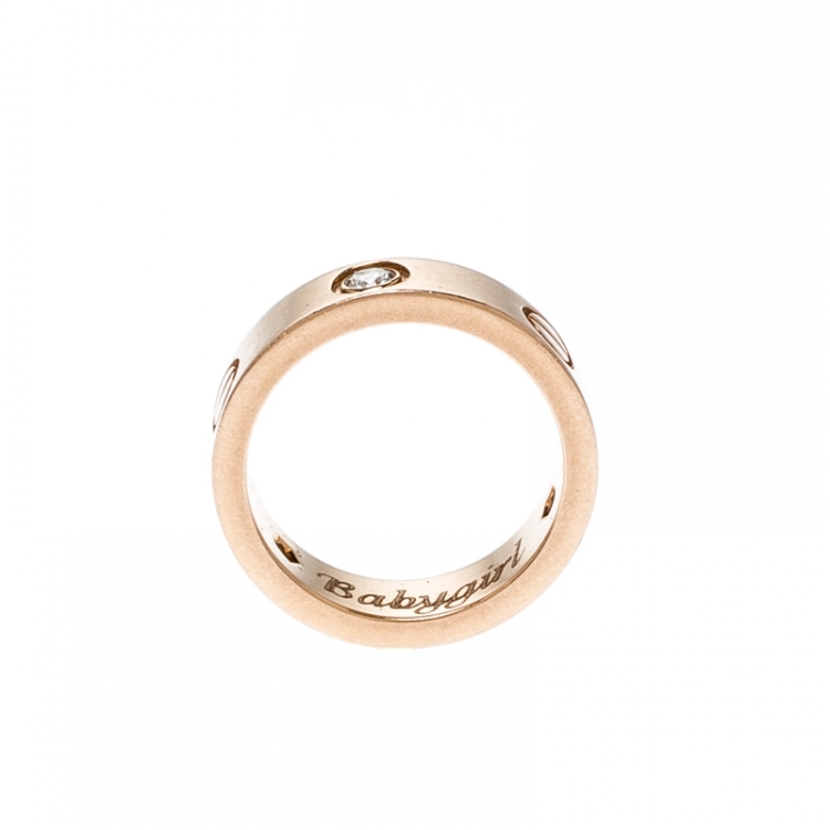مملوكة مسبقًا Cartier Love Diamond 18k Rose Gold Band Ring Size 51