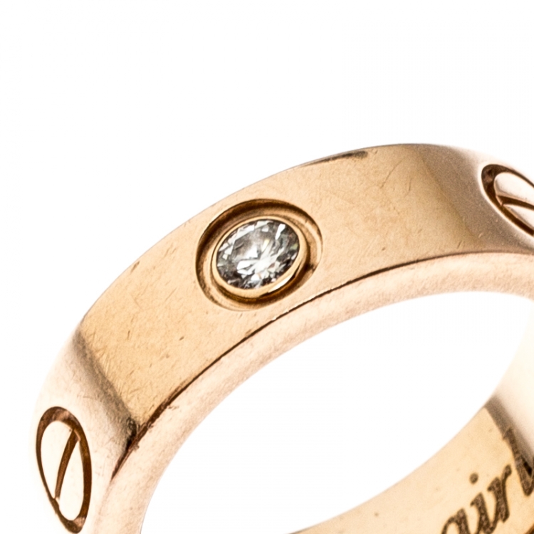 مملوكة مسبقًا Cartier Love Diamond 18k Rose Gold Band Ring Size 51