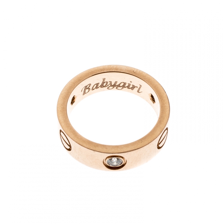 مملوكة مسبقًا Cartier Love Diamond 18k Rose Gold Band Ring Size 51
