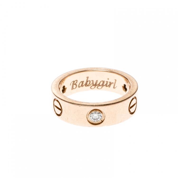 مملوكة مسبقًا Cartier Love Diamond 18k Rose Gold Band Ring Size 51